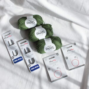 Zestaw do robienia na drutach z włóczką. "Paryżanka" – stwórz stylową siatkę na zakupy!